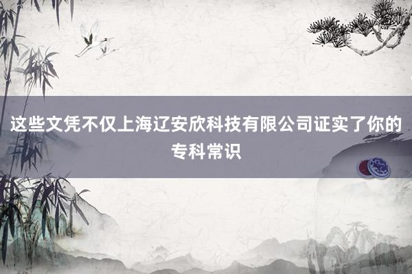 这些文凭不仅上海辽安欣科技有限公司证实了你的专科常识